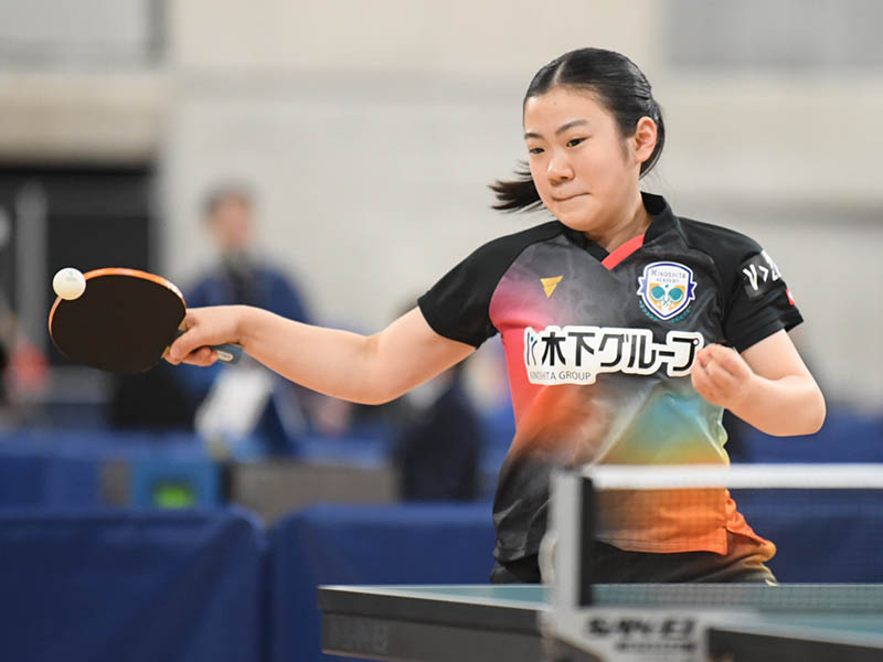 守備範囲が広いカットと的確な攻撃のコンビネーションで、初戦となる2回戦を突破した瓜生日咲（木下アカデミー）。接戦の中でも自分を見失わない冷静さが光る